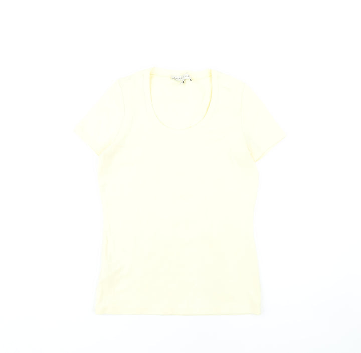 Laura Ashley Women's Yellow Scoop Neck T-Shirt Size 12