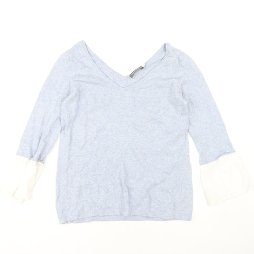 Mint Velvet Women's Blue V-Neck Jumper Size 10