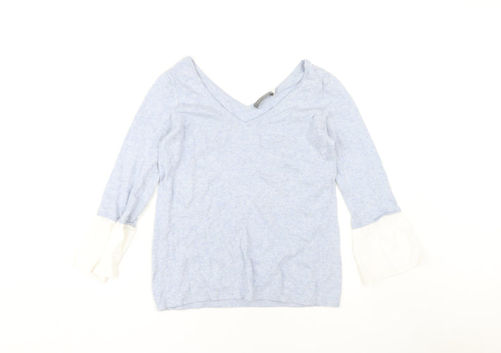 Mint Velvet Women's Blue V-Neck Jumper Size 10