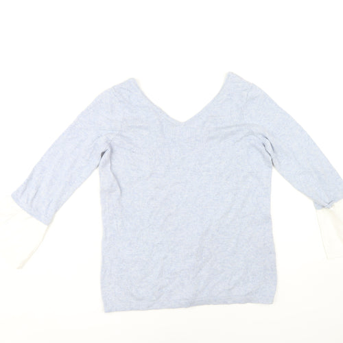 Mint Velvet Women's Blue V-Neck Jumper Size 10