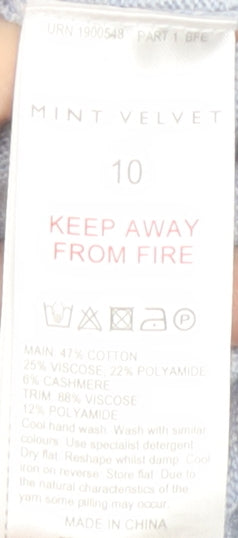 Mint Velvet Women's Blue V-Neck Jumper Size 10