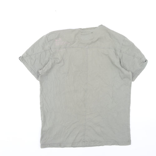 Duck and Cover Unisex Green T-Shirt, Size L, Crew Neck