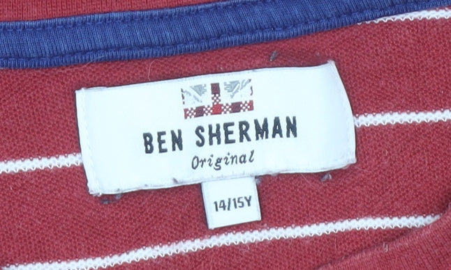 Ben Sherman Boys Red Striped T-Shirt, Size 14-15 Years