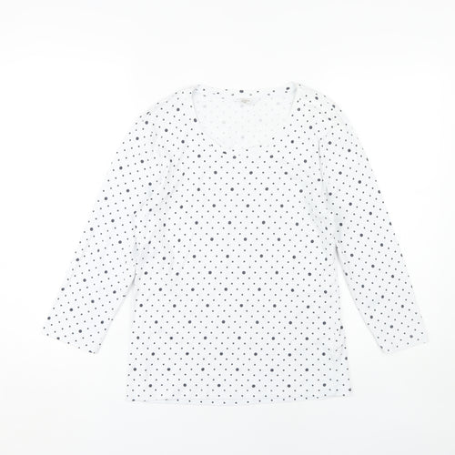 Cotton Traders Women's White Polka Dot T-Shirt Size 10