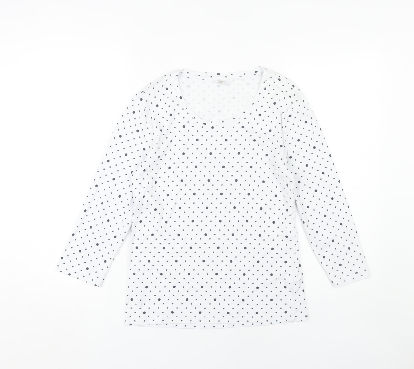 Cotton Traders Women's White Polka Dot T-Shirt Size 10