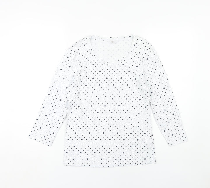 Cotton Traders Women's White Polka Dot T-Shirt Size 10