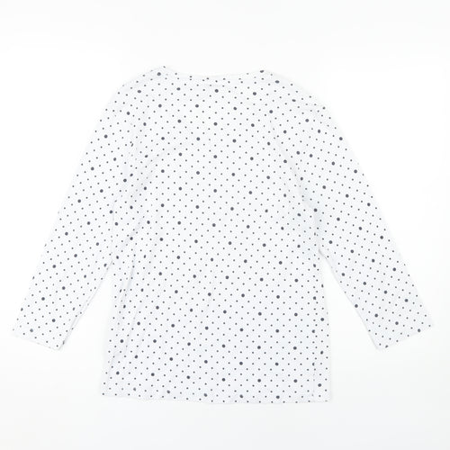 Cotton Traders Women's White Polka Dot T-Shirt Size 10