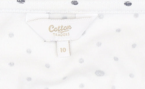 Cotton Traders Women's White Polka Dot T-Shirt Size 10