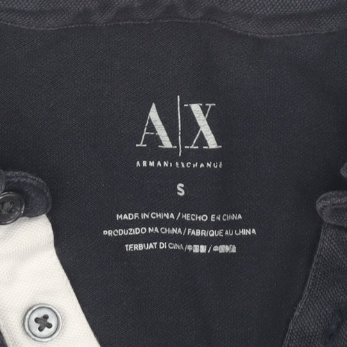 Armani Exchange Men's Small Black Polo Shirt, Short Sleeve