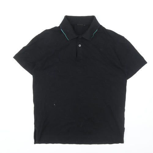 Paul Smith Black Men's Polo Shirt, Size S, Solid Cotton
