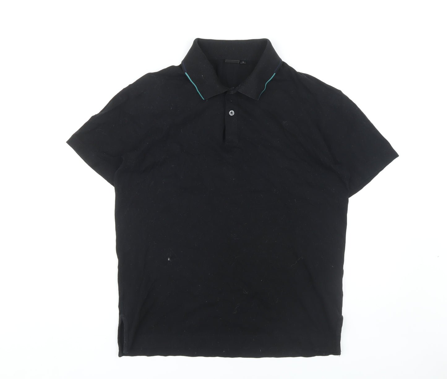 Paul Smith Black Men's Polo Shirt, Size S, Solid Cotton