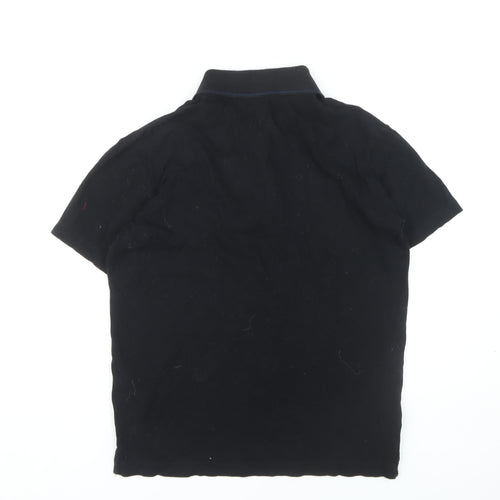 Paul Smith Black Men's Polo Shirt, Size S, Solid Cotton