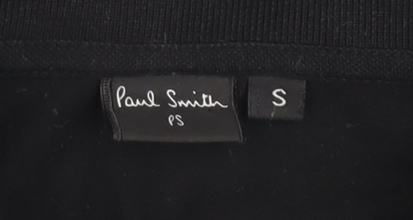 Paul Smith Black Men's Polo Shirt, Size S, Solid Cotton
