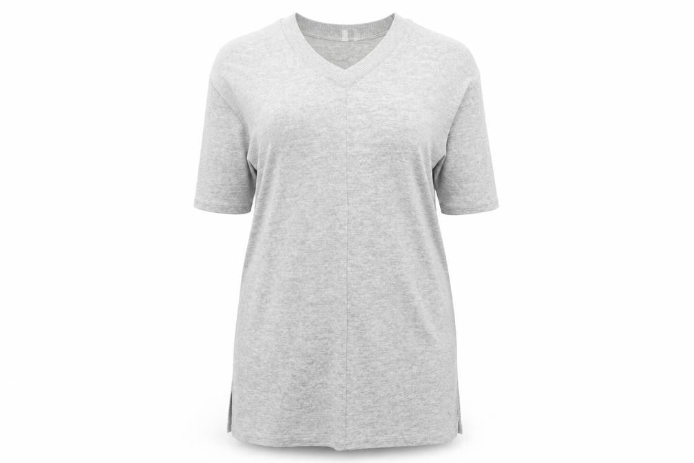 Front view of Cable & Gauge Women's Grey V-Neck Half Sleeve Dress