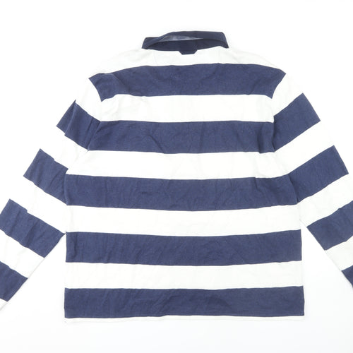 Gant Men's 3XL Blue Striped Long Sleeve Polo