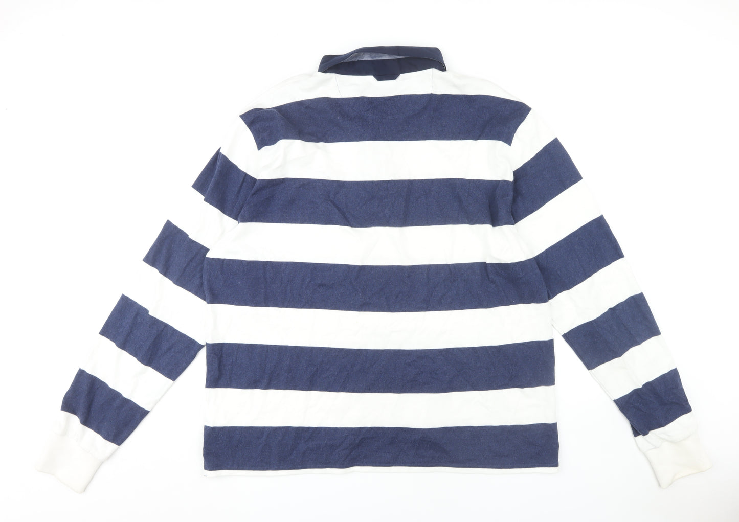 Gant Men's 3XL Blue Striped Long Sleeve Polo
