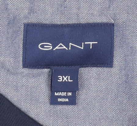 Gant Men's 3XL Blue Striped Long Sleeve Polo