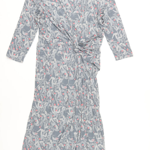 White Stuff Women's Grey Floral Dress UK 16