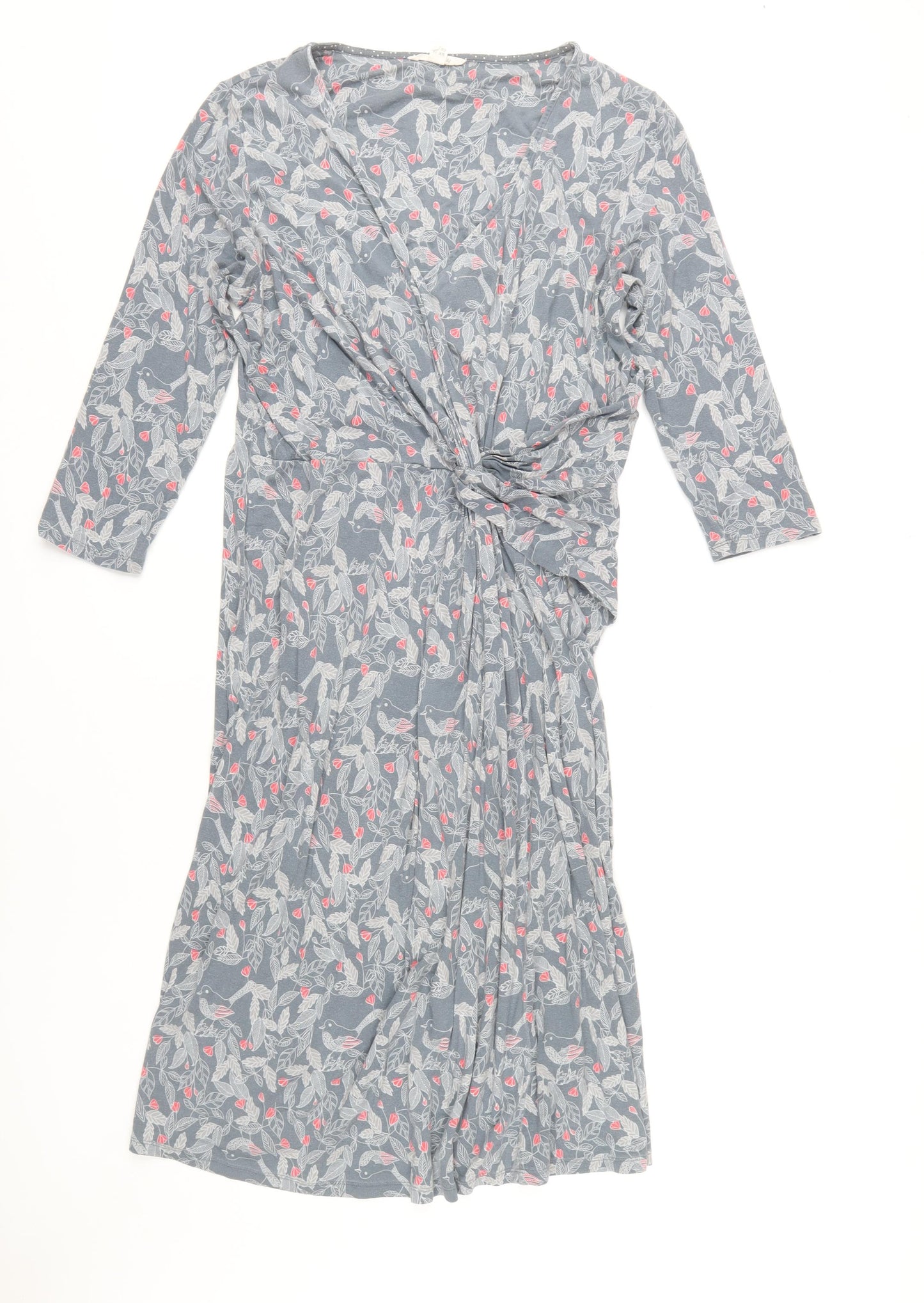 White Stuff Women's Grey Floral Dress UK 16