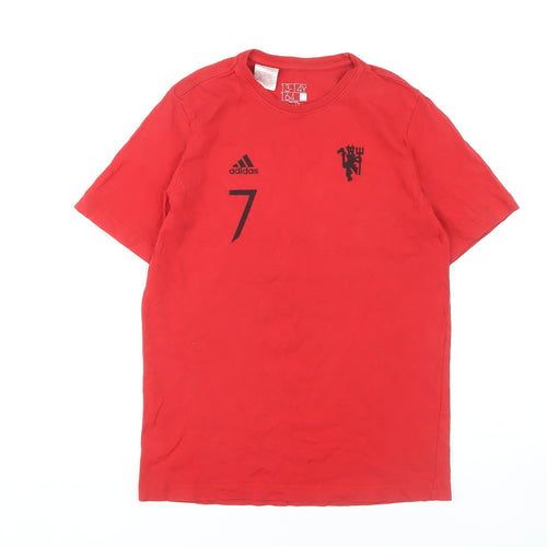 Adidas Boys Red Ronaldo Number 7 T-Shirt, 13-14 Years