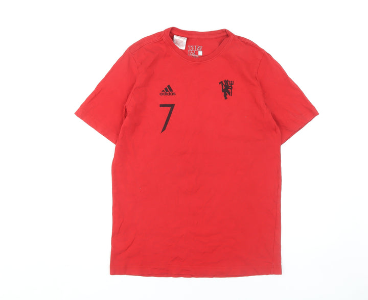 Adidas Boys Red Ronaldo Number 7 T-Shirt, 13-14 Years