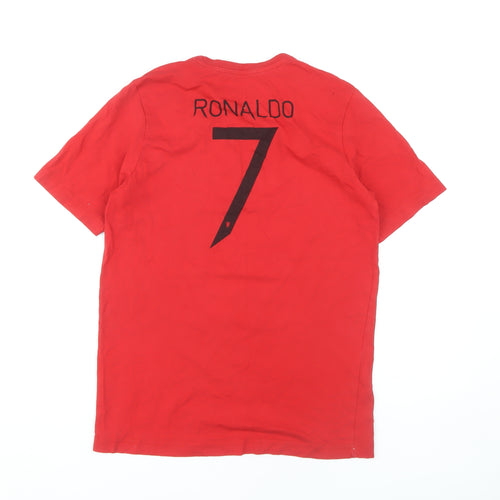 Adidas Boys Red Ronaldo Number 7 T-Shirt, 13-14 Years