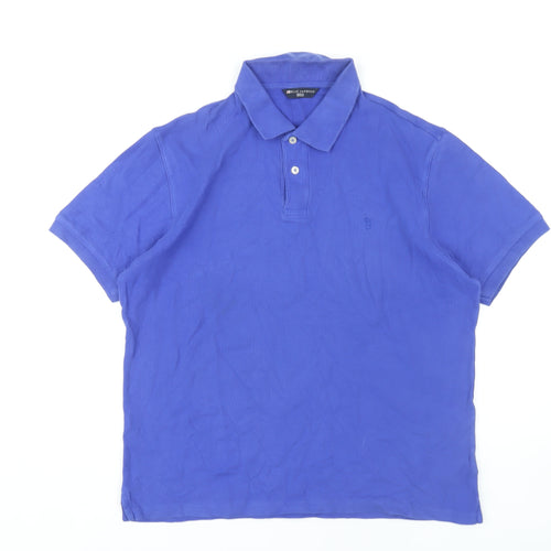 Marks and Spencer Men's Blue Polo Shirt Medium