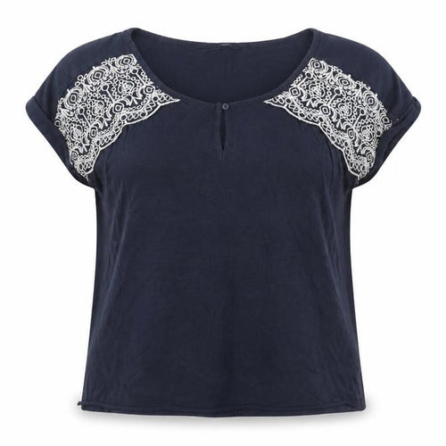Next Women Black Embroidered T-Shirt, Size 8, Casual