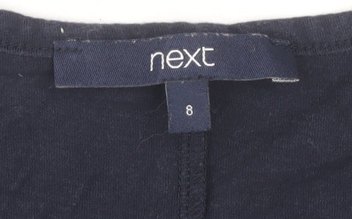 Next Women Black Embroidered T-Shirt, Size 8, Casual