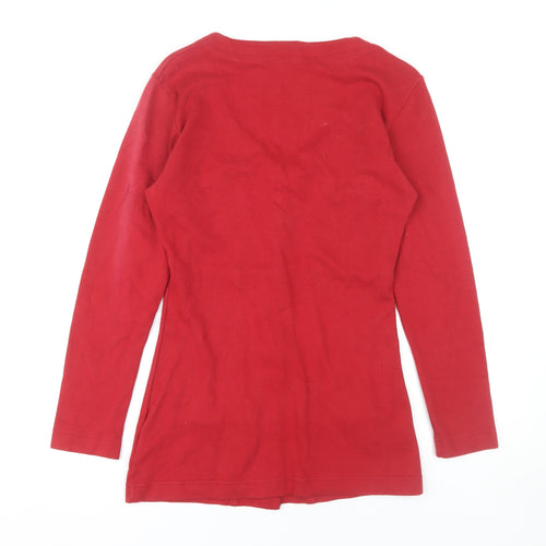 Pamplemousse Women's Red Button-Up Long Sleeve Top