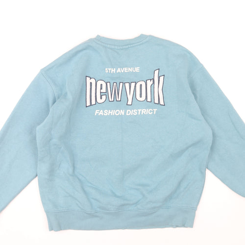 Pull & Bear Men's Blue Graphic Print Sweatshirt S