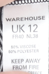 Warehouse Women's Grey Striped V-Neck Top - Size 12