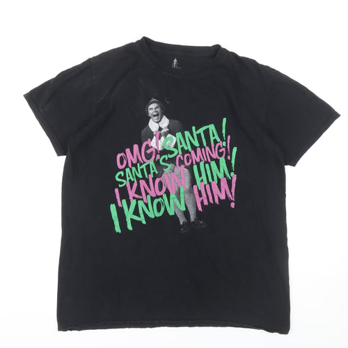 Elf Unisex Adults Black Christmas T-Shirt Size 14-16