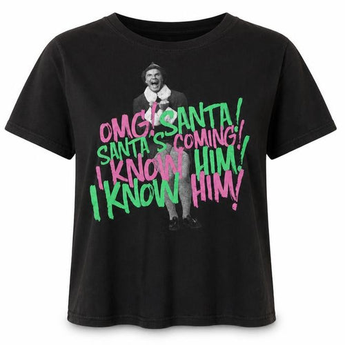 Elf Unisex Adults Black Christmas T-Shirt Size 14-16