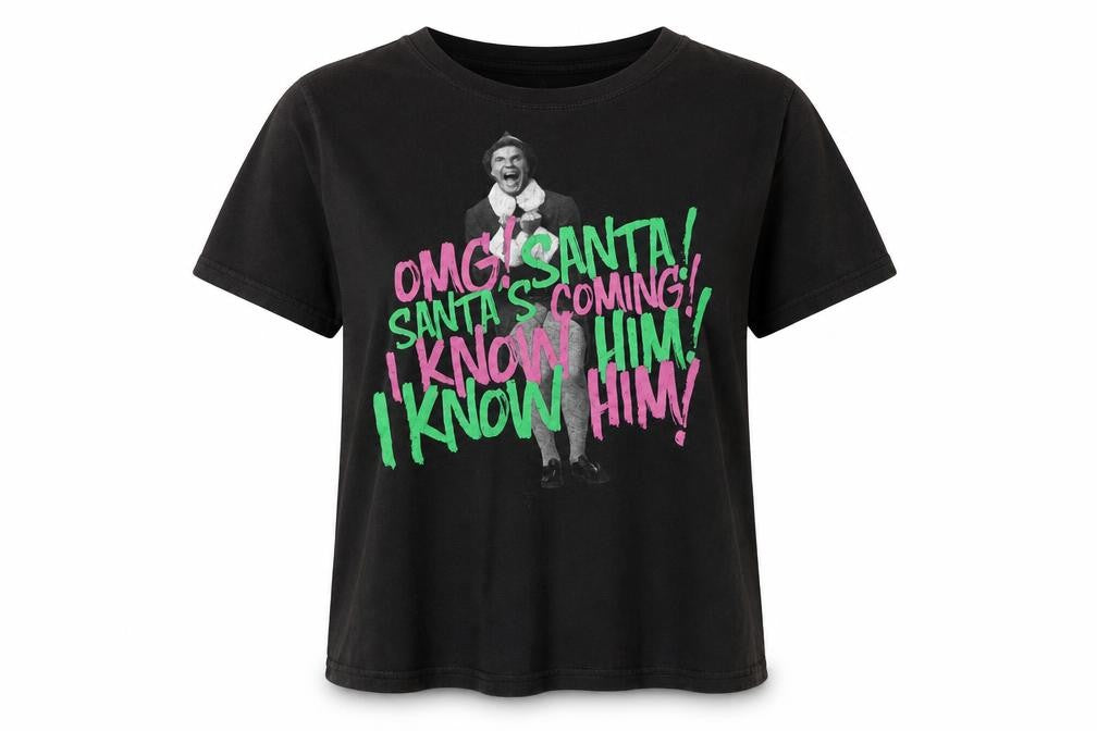 Elf Unisex Adults Black Christmas T-Shirt Size 14-16