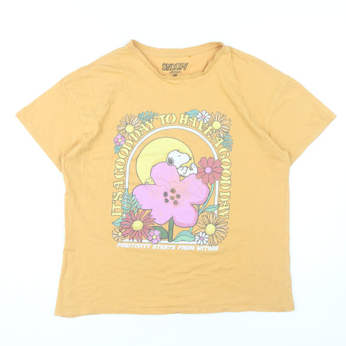 Snoopy Women's Yellow Cartoon T-Shirt Size 12