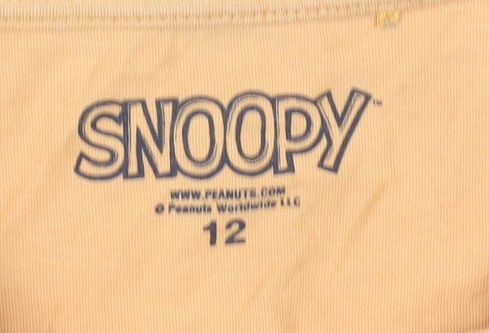 Snoopy Women's Yellow Cartoon T-Shirt Size 12