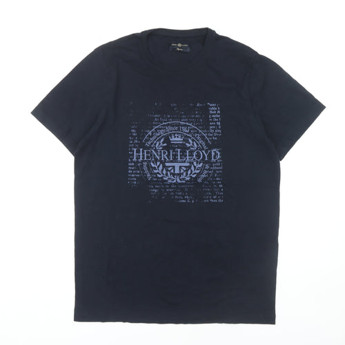 Henri Lloyd Men's Black Graphic T-Shirt, Size L, 100% Cotton