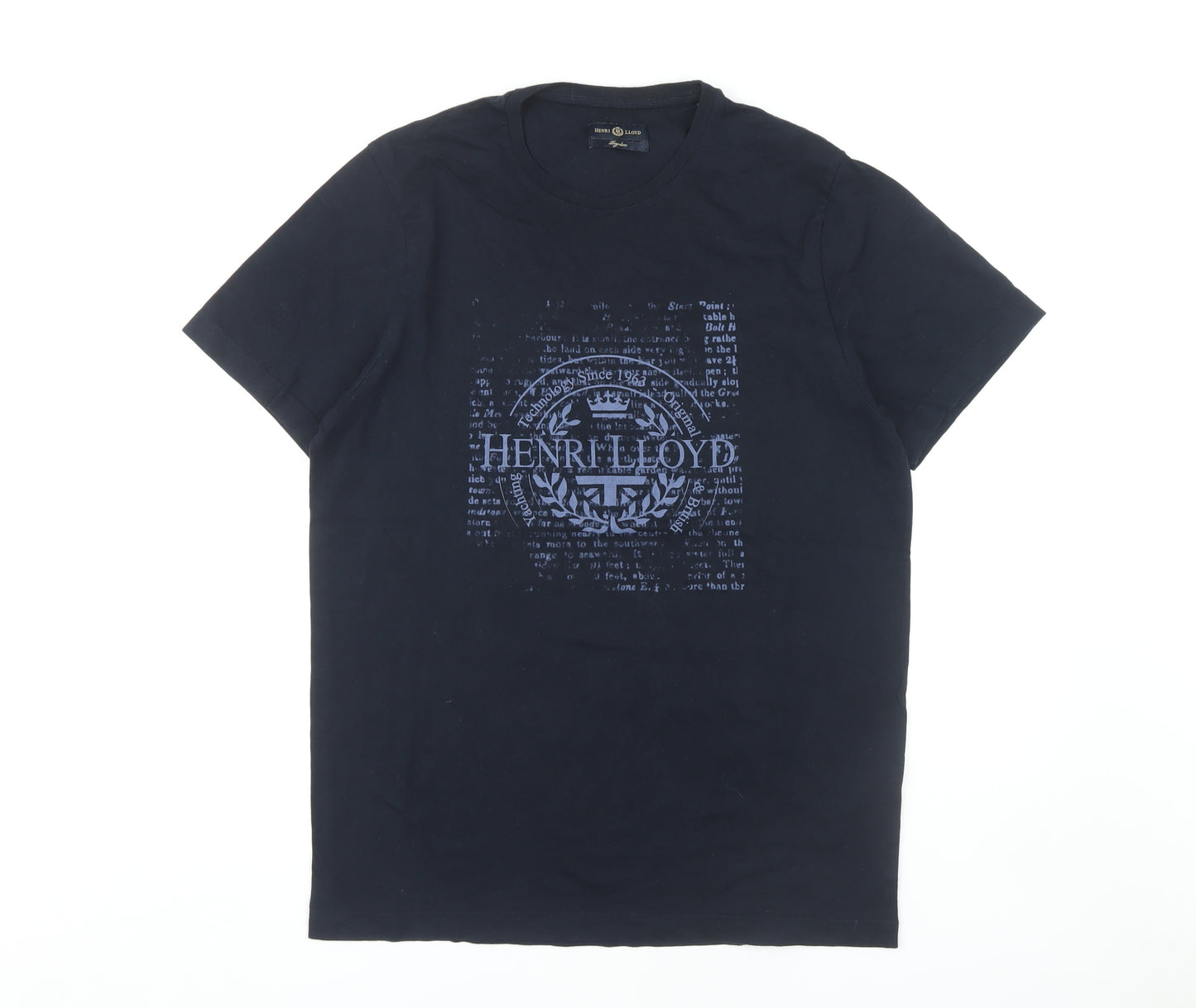 Henri Lloyd Men's Black Graphic T-Shirt, Size L, 100% Cotton