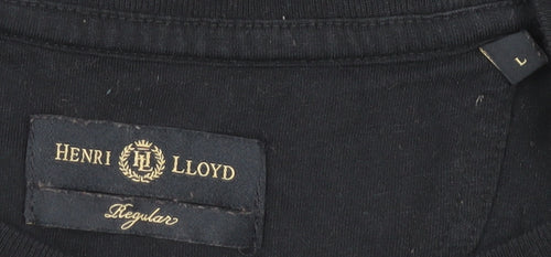 Henri Lloyd Men's Black Graphic T-Shirt, Size L, 100% Cotton
