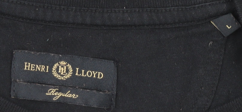 Henri Lloyd Men's Black Graphic T-Shirt, Size L, 100% Cotton