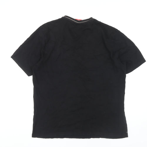 Slazenger Black Men's T-Shirt, Size L, V-Neck Cotton