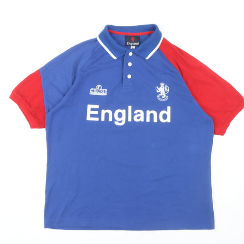 England Men's Blue Polo Shirt L