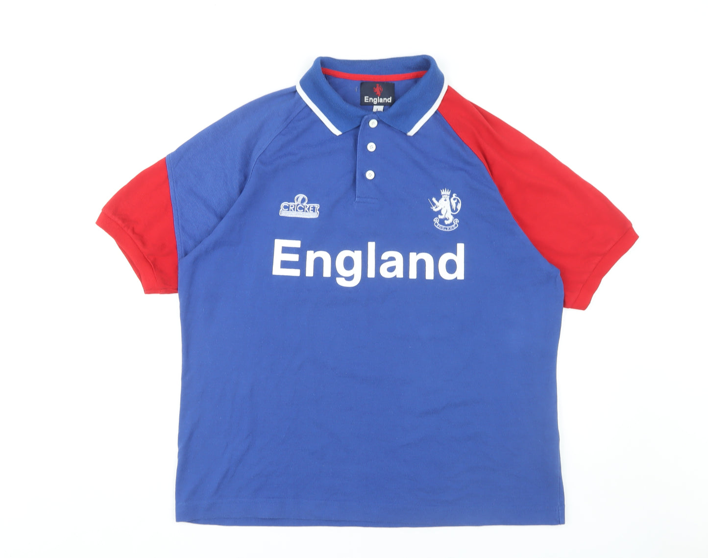 England Men's Blue Polo Shirt L