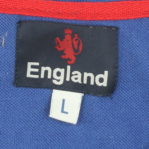England Men's Blue Polo Shirt L