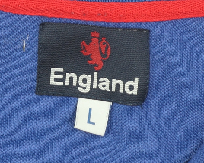 England Men's Blue Polo Shirt L