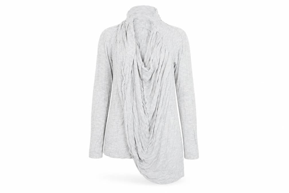 Front view of French Connection Women's Grey High Neck Blouse, size S