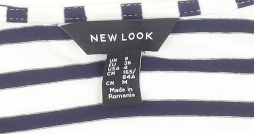 New Look Women's Blue Striped 3/4 Sleeve Cardigan Size 8