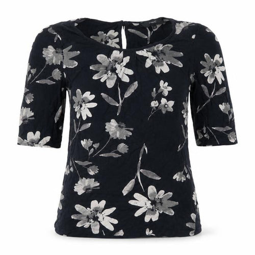Next Women's Black Floral Blouse, Size 10, 3/4 Sleeve Casual
