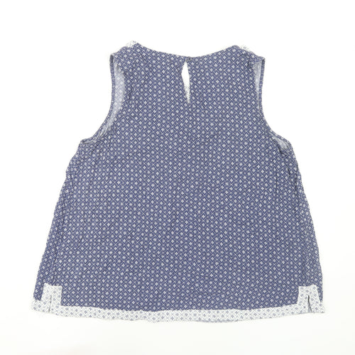Next Women's Blue Geometric V-Neck Sleeveless Blouse Size 16